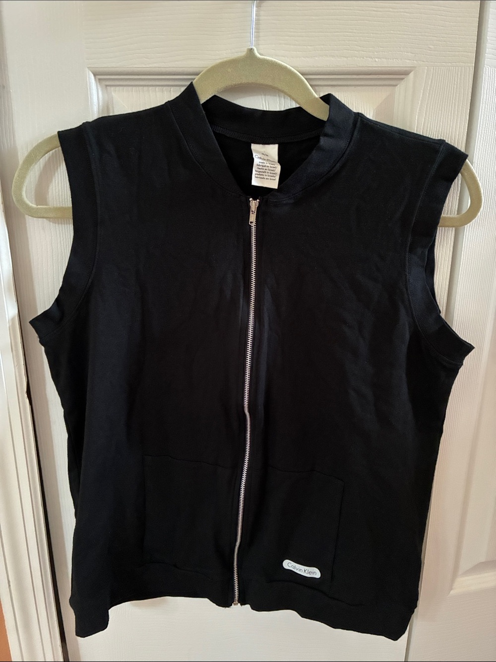 Calvin Klein Black Sleeveless Zip Vest